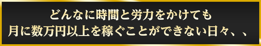 どんなに時間と労力をかけても月に数万円以上を稼ぐことができない日々、、