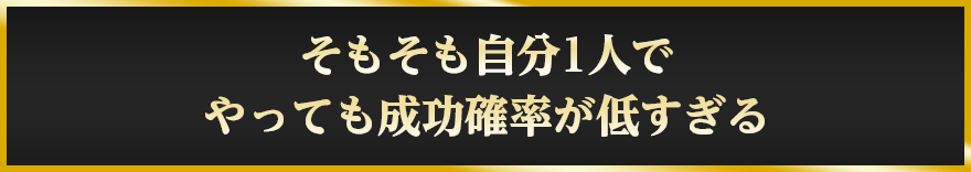 そもそも自分1人でやっても成功確率が低すぎる