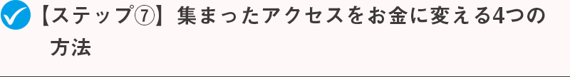 【ステップ⑦】集まったアクセスをお金に変える4つの方法