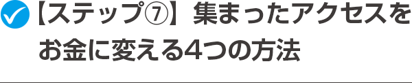 【ステップ⑦】集まったアクセスをお金に変える4つの方法